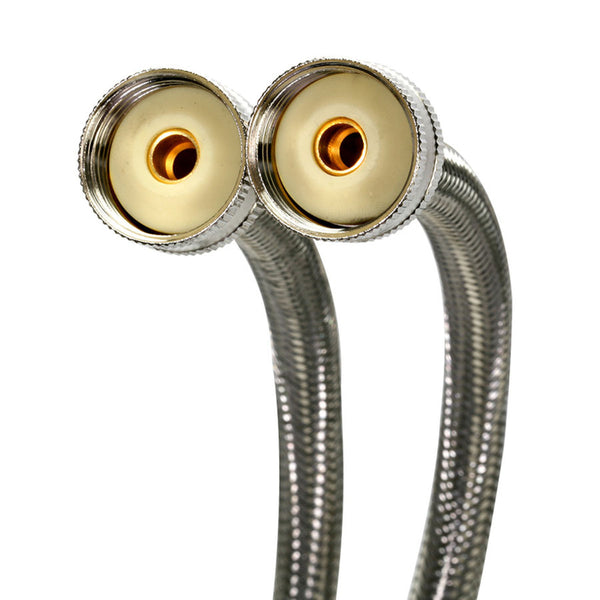 Fluidmaster 9WM60P2 Washing Machine Connector 2-Pack, Braided Stainless Steel - 3/4 Hose Fitting x 3/4 Hose Fitting, 60-Inch Length