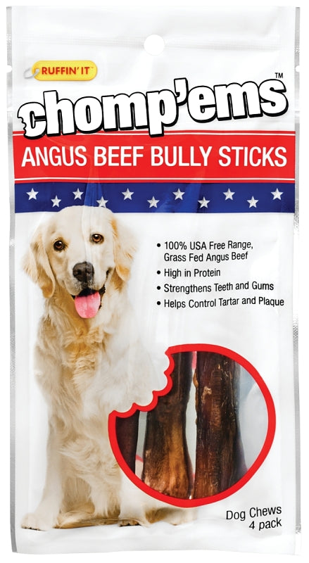 Rhode Island 75297 Ruffinit Chompems Dog Chews Bully Stick 4 Count