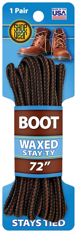 SHOE GEAR Waxed Boot Laces, Brown/Brown, 72-Inch 1N311-12