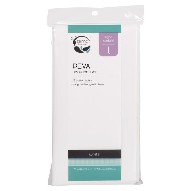 Zenna Home 72 in. H x 70 in. W White Solid Shower Curtain Liner PEVA - Total Qty