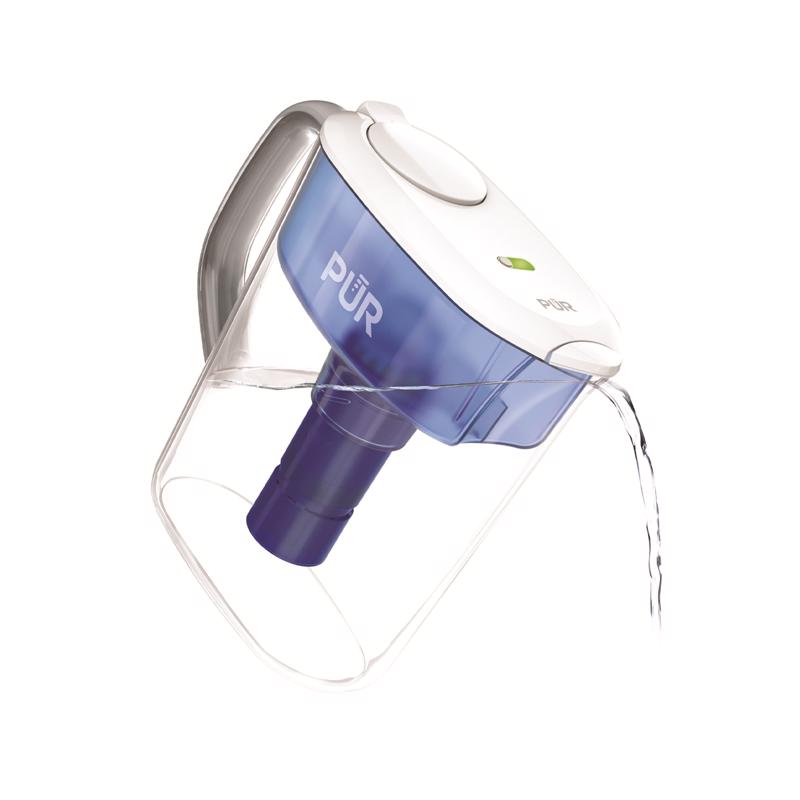 PUR PLUS 11-Cup Water Filter Pitcher with 1 Lead-Reducing PUR Plus Filter, Dishwasher Safe, Powerful Filtration, Filter Change Indicator Light, White, PPT111W
