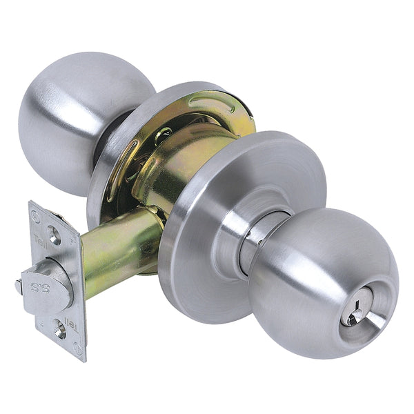 Tell Manufacturing CL100006 Storeroom Door Knobs, Zinc Dichromate