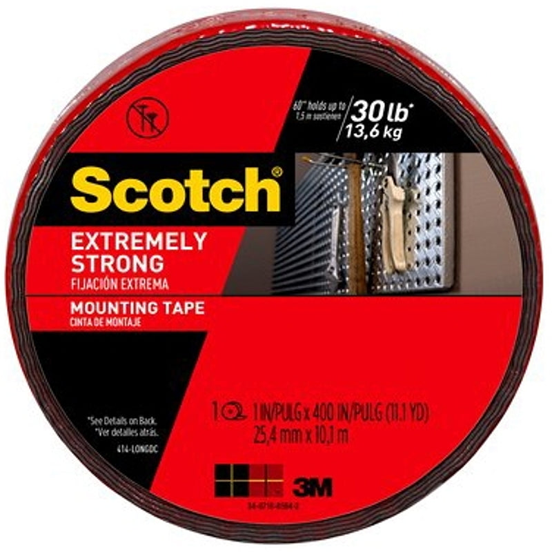 Scotch-Mount Extreme Double-Sided Mounting Tape Mega Roll 414H-Long-DC, 1 in x 400 in