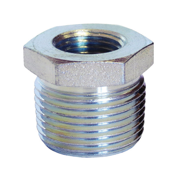 Anvil 8700130654, Steel Pipe Fitting, Hex Bushing, 3/4'' NPT Male x 3/8'' NPT Female, Galvanized Finish