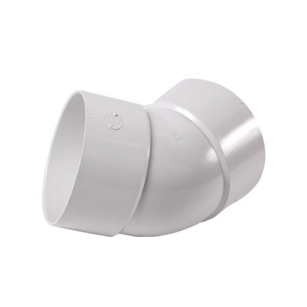 NDS 6P03 PVC 45-Degree Elbow, 6-Inch, for Hub X Hub Solvent-Weld Connections, for Use with 6-Inch Sewer and Drain Pipe, White