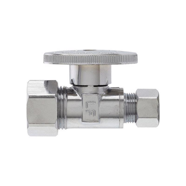 Plumb Pak PP63PCLF 1/4 Turn Straight Shut-Off Valve, 5/8 X 3/8 X Od, Body, Chrome Plated