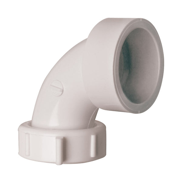 Plumb Pak PP55-11 Sink Drain Pipe Elbow with, 90 Deg, 1-1/2 in, Plastic, 1-1/2"
