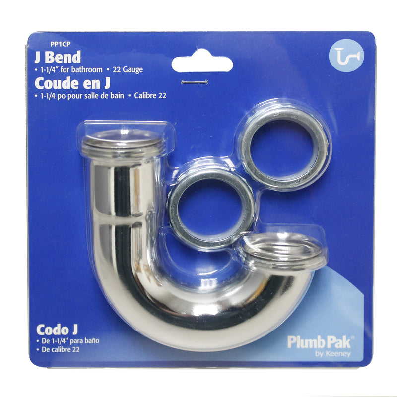 Plumb Pak PP1CP J-Bend Without Cleanout, 1-1/4 In, Brass