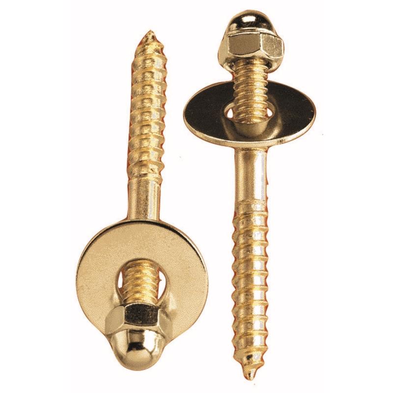 Plumb Pak PP835-151 Toilet Screw Set, 1/4-20 X 2-1/2 in, Solid, 1/4-20" x 2-1/2", Brass