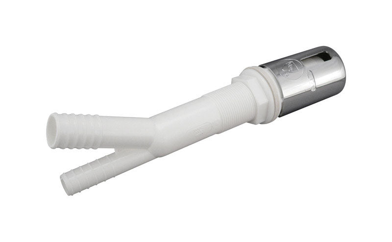 Plumb Pak PP855-70 Dishwasher Air Gap, 5/8 Inlet X 7/8 in Od Outlet, Plastic, Chrome Plated