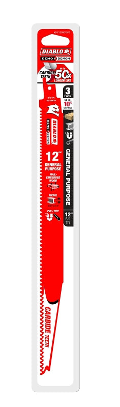 Freud 12" Carbide Tipped General Purpose Reciprocating Blade DS1209CGP3