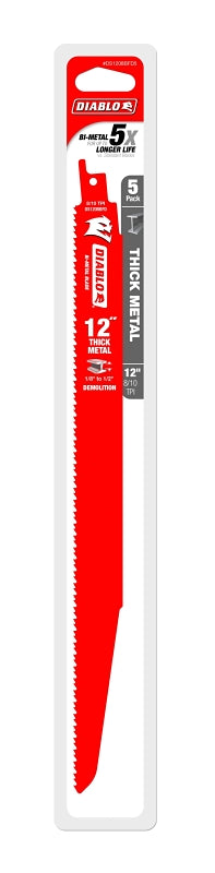 Diablo DS1208BFD5 12 in bi-metal reciprocating saw blade, 8/10 TPI