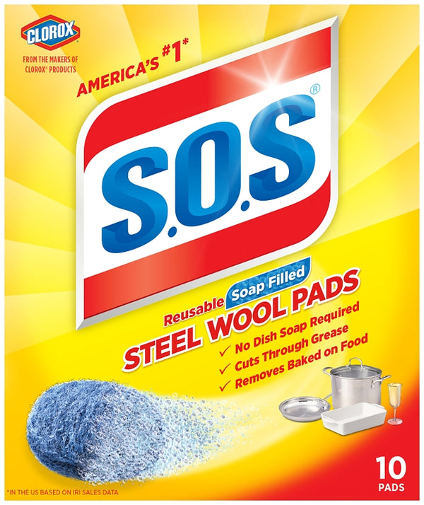 S.O.S 98014 Steel Wool Soap Pad (10 Count) 10002