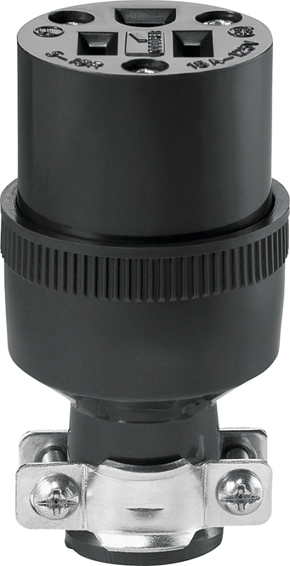 Eaton 222-SP-L Thermoplastic Commercial Specification Grade Straight Body Rubber Connector, Black