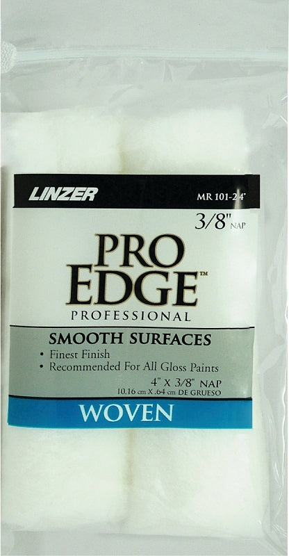 LINZER GIDDS-2492010 Pro Edge Mr101-2 Shed-Free Mini Roller, 3/8 in Nap, 4 in L, Woven Fabric Cover, 4", White