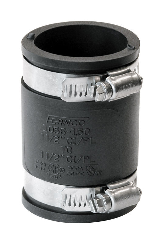 Fernco 1056-150 Flexible Pipe Coupling 1-1/2" CI/Plastic/Steel to 1-1/2" CI/Plastic/Steel P1056-150