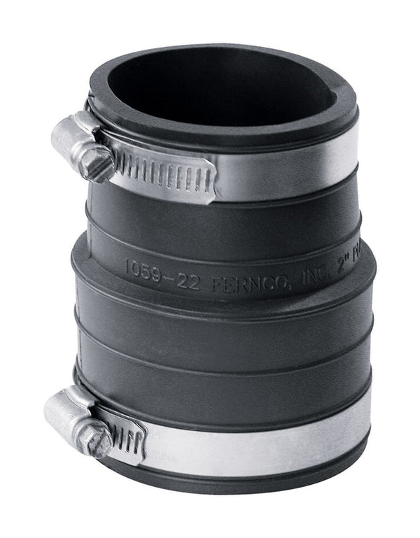 Fernco P1059-22 Flexible PVC Coupling For 2" Plastic Socket to Pipe Plumbing Connections