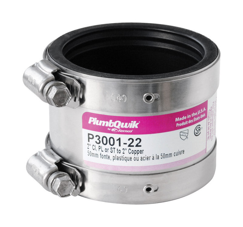 Fernco PROFLEX P3001-22 Shielded Pipe Coupling for Cast Iron, Plastic, or Steel to Copper Plumbing Connections