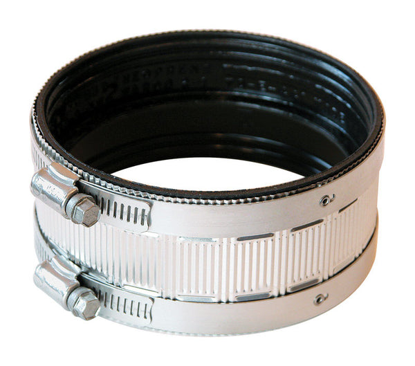 Fernco 4 in. Hub x 4 in. Dia. x 3 in. L Hub Neoprene Rubber No Hub Coupling 14400