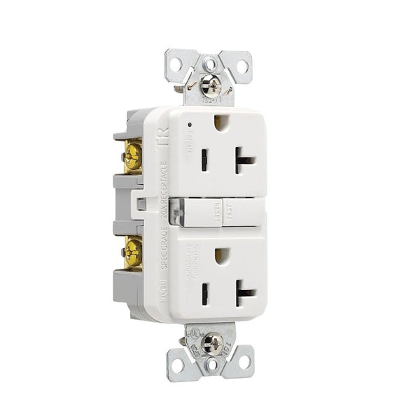 Cooper Wiring Devices Eaton TRGF20W GFCI Self-Test 20A -125V Tamper Resistant Duplex Receptacle Slim Design, White TRGF20W-BX-L