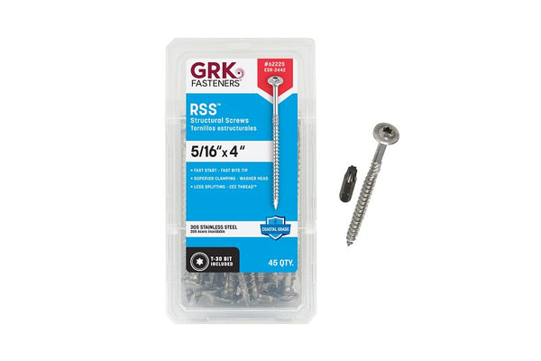 GRK Fasteners 62225 RSS 305 Stainless Steel 5/16" x 4" Screws 45CT