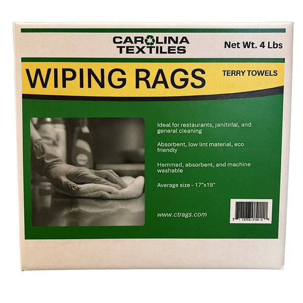 ALL RAGS 4 Lb Box White Cotton Terry Bar Mop Towels 16 x 19-100% Cotton, Hemmed, Machine Washable, Absorbent Towels for Kitchen, Bar, Restaurant and Cleaning N888-4HP