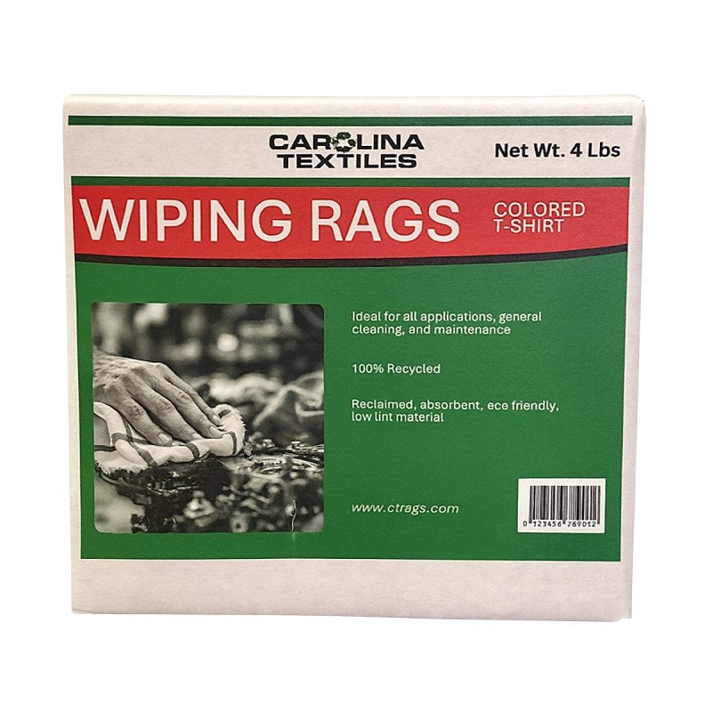 4 Lb Box Color Knit Shop Rags - 100% Recycled T-Shirt Material Wiping Cloths, No Logos or Prints, Absorbent Rags for Auto, Garage, Mechanics and General Cleaning