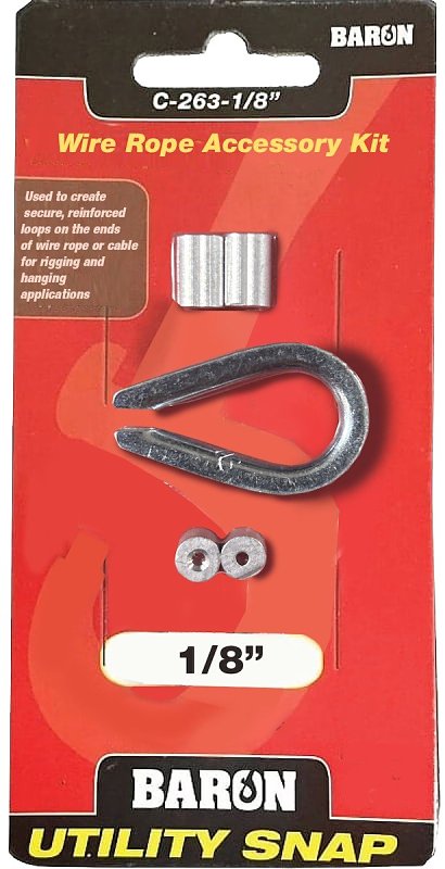 BARON MFG 3/16IN Wire Rope 2CLIPS/1THIMB C-263-3/16 C-262-3/16