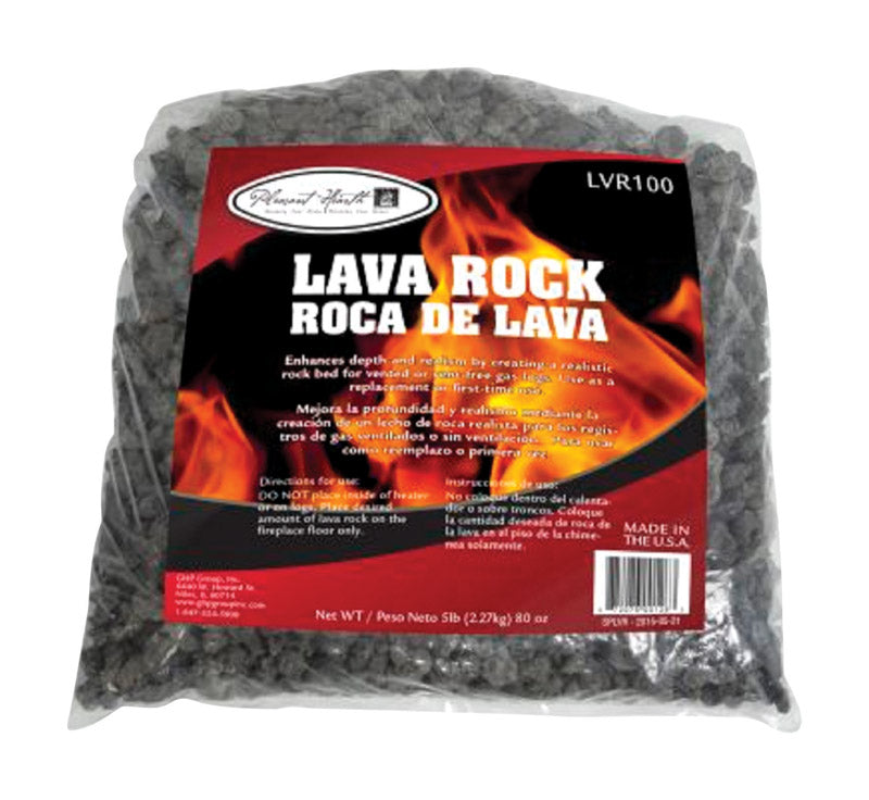 Pleasant Hearth LVR100 Lava Rock, 5 lb, Charcoal