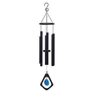 Sunset Vista Designs Azure Blue Agate Gemstone 29.5 inch Metal Decorative Outdoor Garden Wind Chime Noisemaker