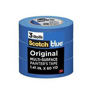 ScotchBlue Sharp Lines Multi-Surface Painter's Tape, 1.41 Inches x 60 Yards, 3 Rolls, Blue, Paint Tape Protects Surfaces and Removes Easily, Edge-Lock Painting Tape for Indoor and Outdoor Use