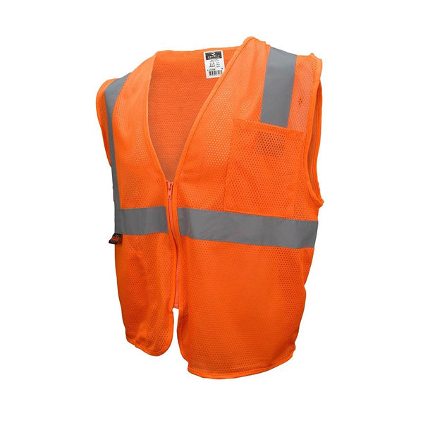 Radians SV2ZOM3X Polyester Mesh Economy Class 2 High Visibility Vest with Zipper Closure, 3X-Large, Orange