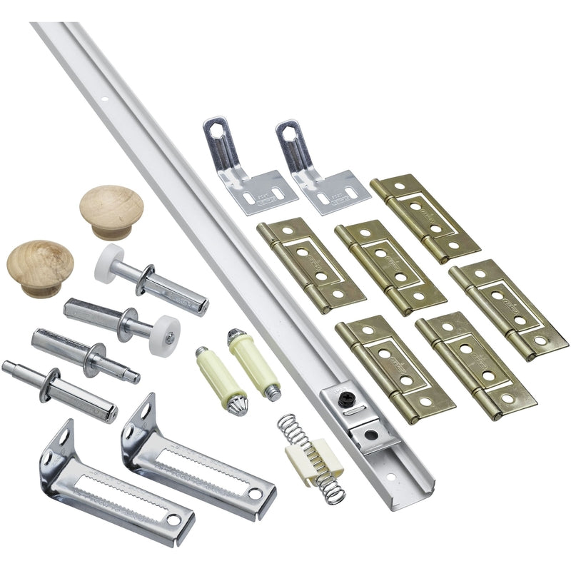 National Hardware N343-731 Complete Double Folding Door Hardware Set, 60-Inch, White, For Indoor Use, Boxed