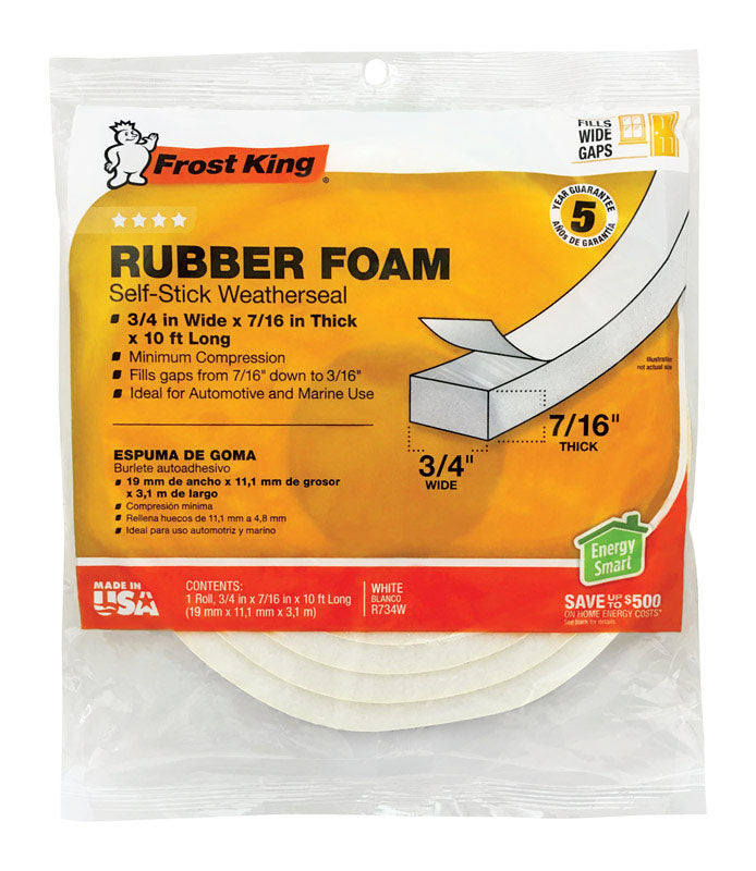 Frost King R734WH Sponge Rubber Foam Tape 7/16-Inch, White