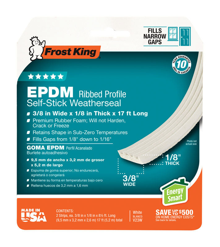 Frost King Doors and Windows EPDM Rubber Foam Weather Stripping Tape 1/8 in.