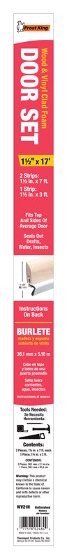 Frost King WV21H Wood and Vinyl Clad Foam Door Sets with Stop 1/1/2-Inch by 17-Foot