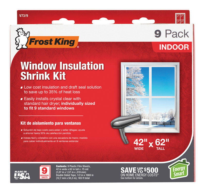 Frost King V73/9H Indoor Shrink Window Kit 42 62-Inch, Clear, 9-Pack