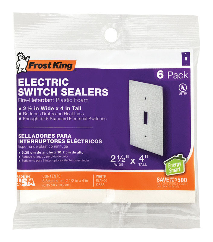 Frost King OSS6H 6 Switch sealers, 2-1/2" x 4", White