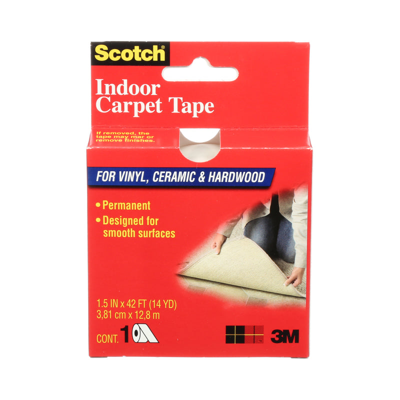 Scotch Indoor Carpet Tape for Vinyl, Ceramic & Hardwood, 1.5 inches by 14 Yards, CT2010, 1 roll
