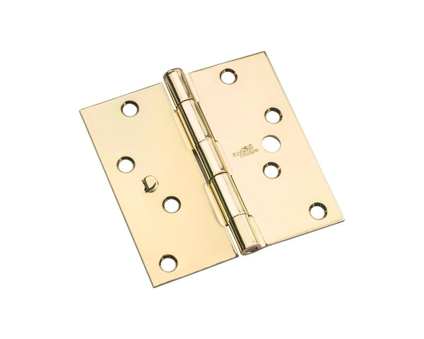 National Hardware N830-401 Hinge Security Square Corner, 4 ", Polished Brass