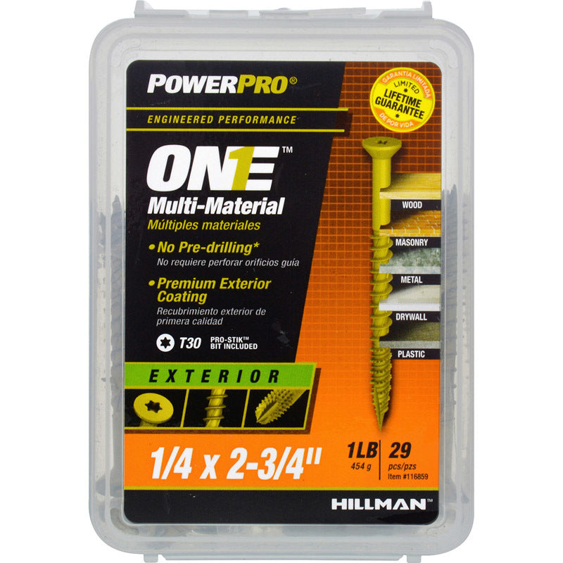 Hillman POWERPRO ONE 1/4 in. x 2-3/4 in. L Star Flat Head Bronze Steel Multi-Material Screw 1 lb.