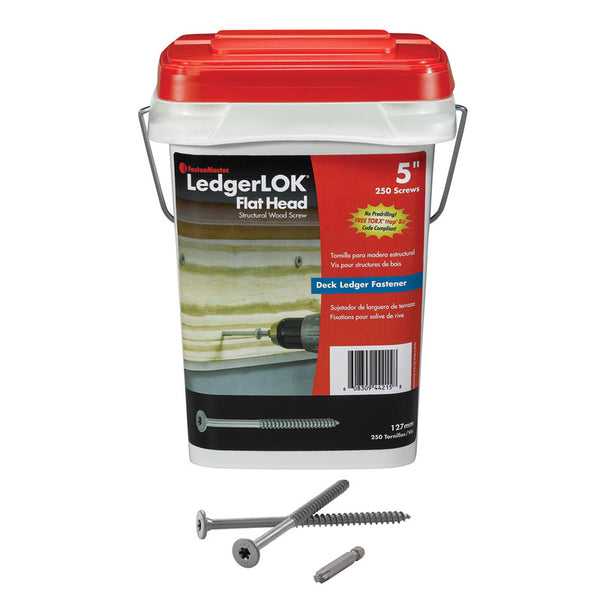 FastenMaster LedgerLok Flat Head Wood Screw - Bucket of 250 - 5'' FMLLF005B-250