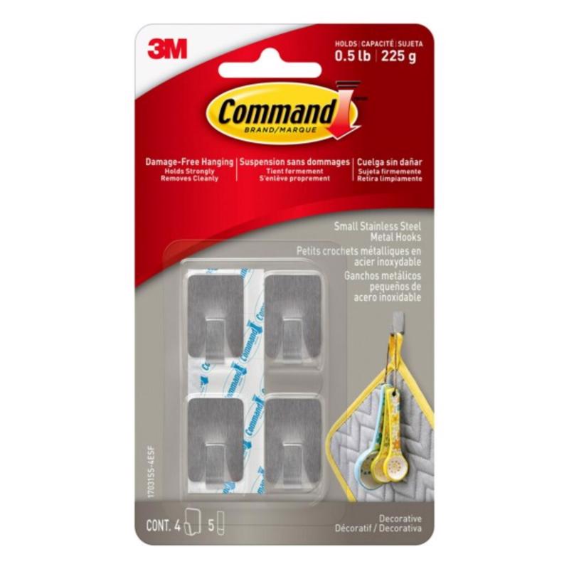 Command Small Stainless Steel Metal Hooks, One Size 17031SS-4ESF