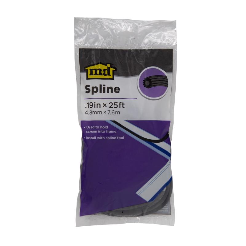 M-D Building Products 14164 Spline 0.19in x 25ft Black Replacement Screen