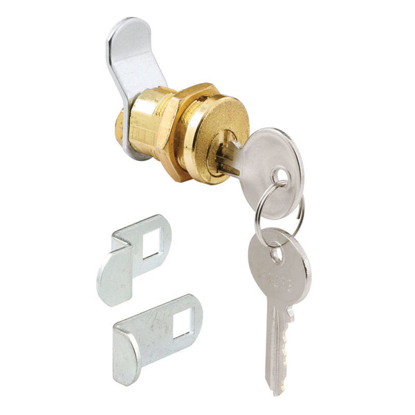Prime-Line Defender Security S 4648 Mail Box Lock, 3 Cams, 5 Pin, Brass Plated, Pack of 1