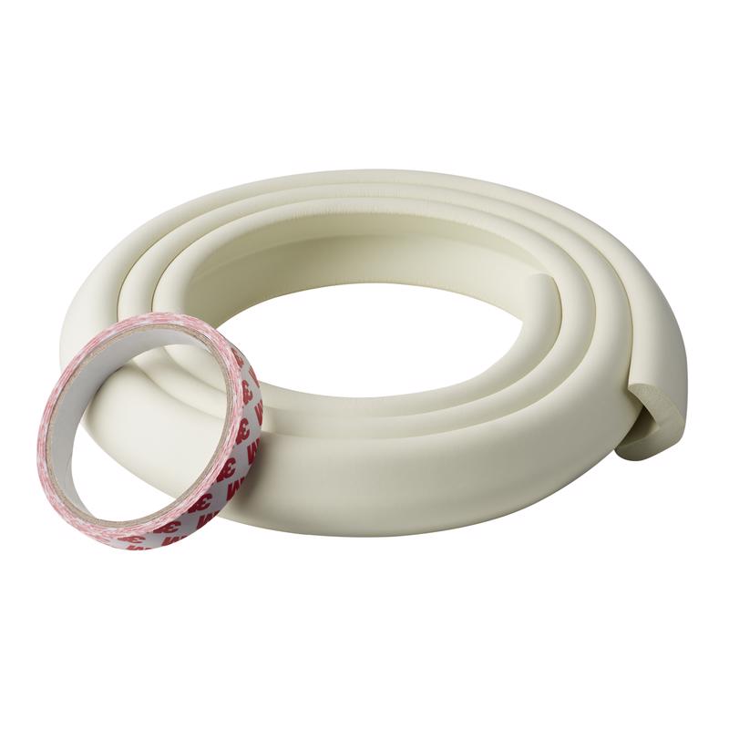 Toddleroo by North States - Foam Edge Protector Set for Baby Proofing: Furniture Corner & Edge Safety Bumpers - 12 Foot Roll of Padding & 4 Corner Protectors - 5 Piece Set - White