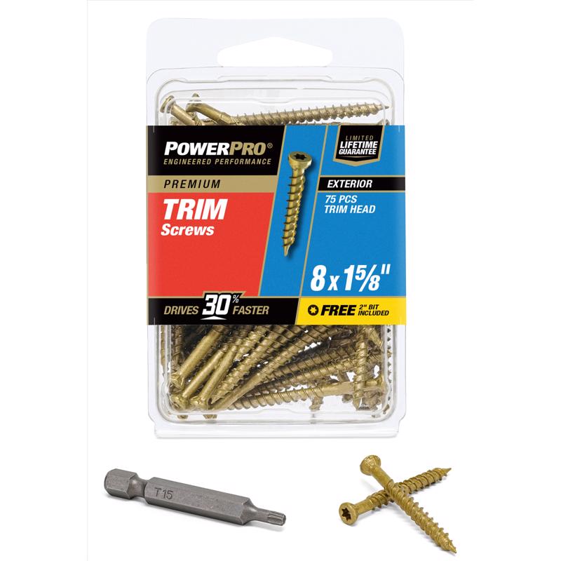 Power Pro 42501 Trim Screw (20 Pack), 8 x 1-5/8''