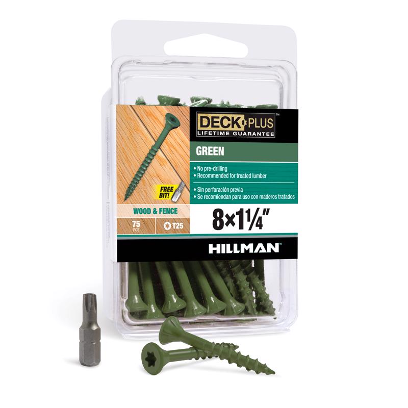 Hillman 5021867 8 x 1.25 in. Flat Deckscrew Pack of 75