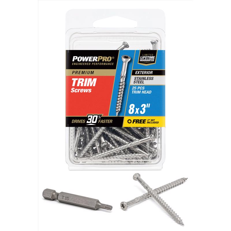 HILLMAN Fasteners 42509 Stainless Steel Trim Screw (20 Pack), 8 x 3