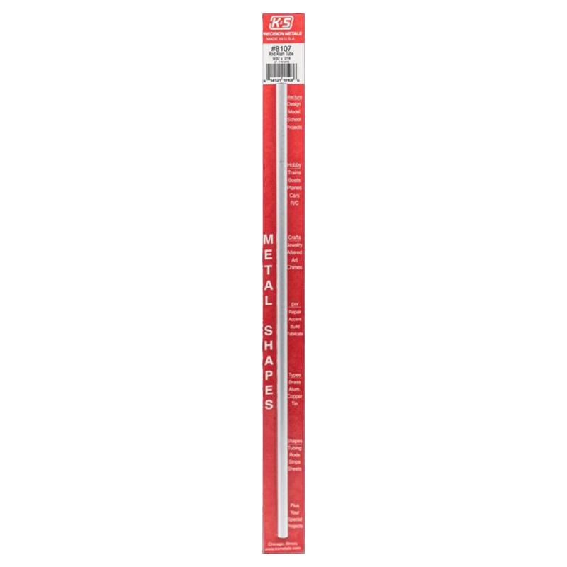 K&S K & S 8107 Round Aluminum Tube, 9/32" OD x 0.014" Wall x 12" Long, 1 Piece, Made in The USA